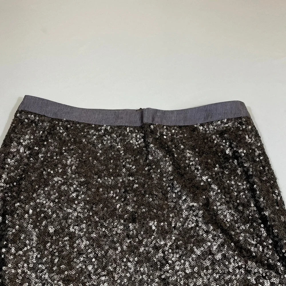 Pure Collection Sequin Pencil Skirt Women 6 Charcoal Gray Sparkle Holiday Party
